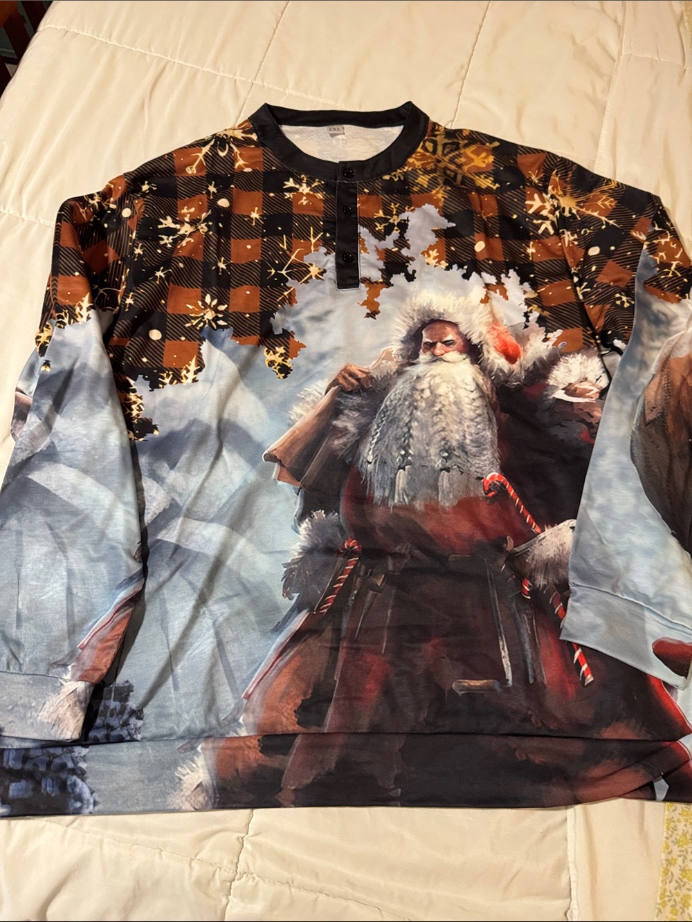 Men's Holiday Graphic Santa Crewneck Sweater - Red, Brown, Black